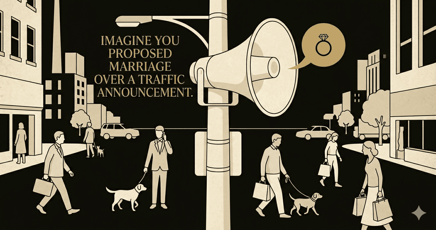 Imagine You Proposed Marriage Over a Traffic Announcement.